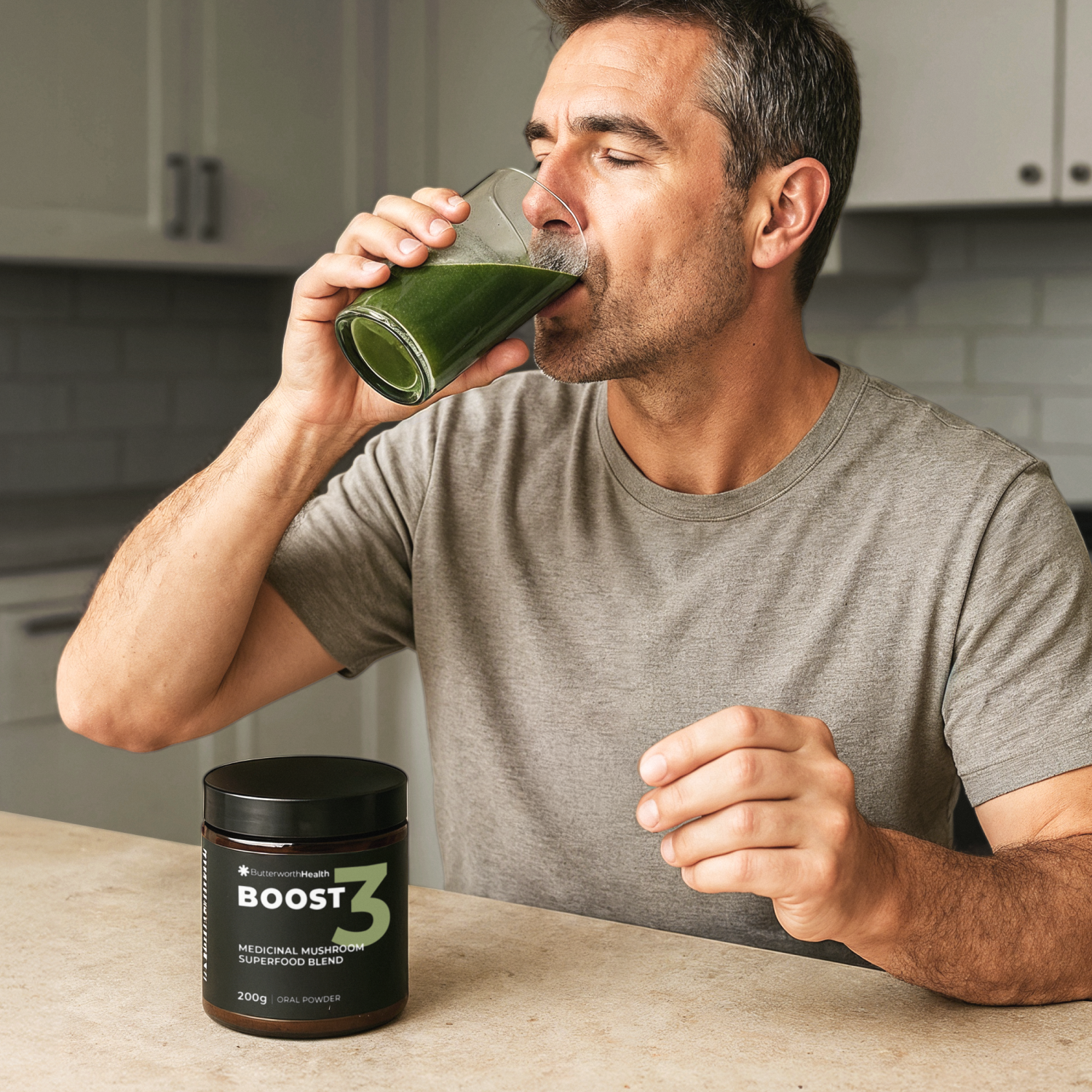 A man using the Butterworth Health system in his morning routine
